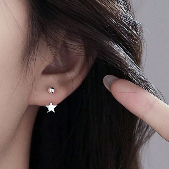 GlitzBlitz Boutique Jewelry - Any 4/$25! Silver Twist on Ball Stud Half Hoop Star Earrings